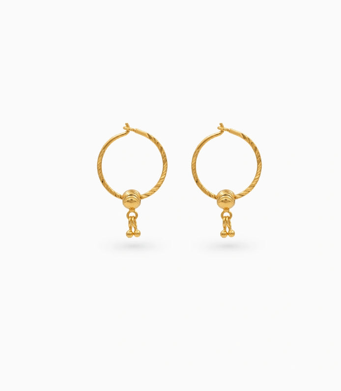 Gold Plated Festive Ball Drop Hoop Earrings