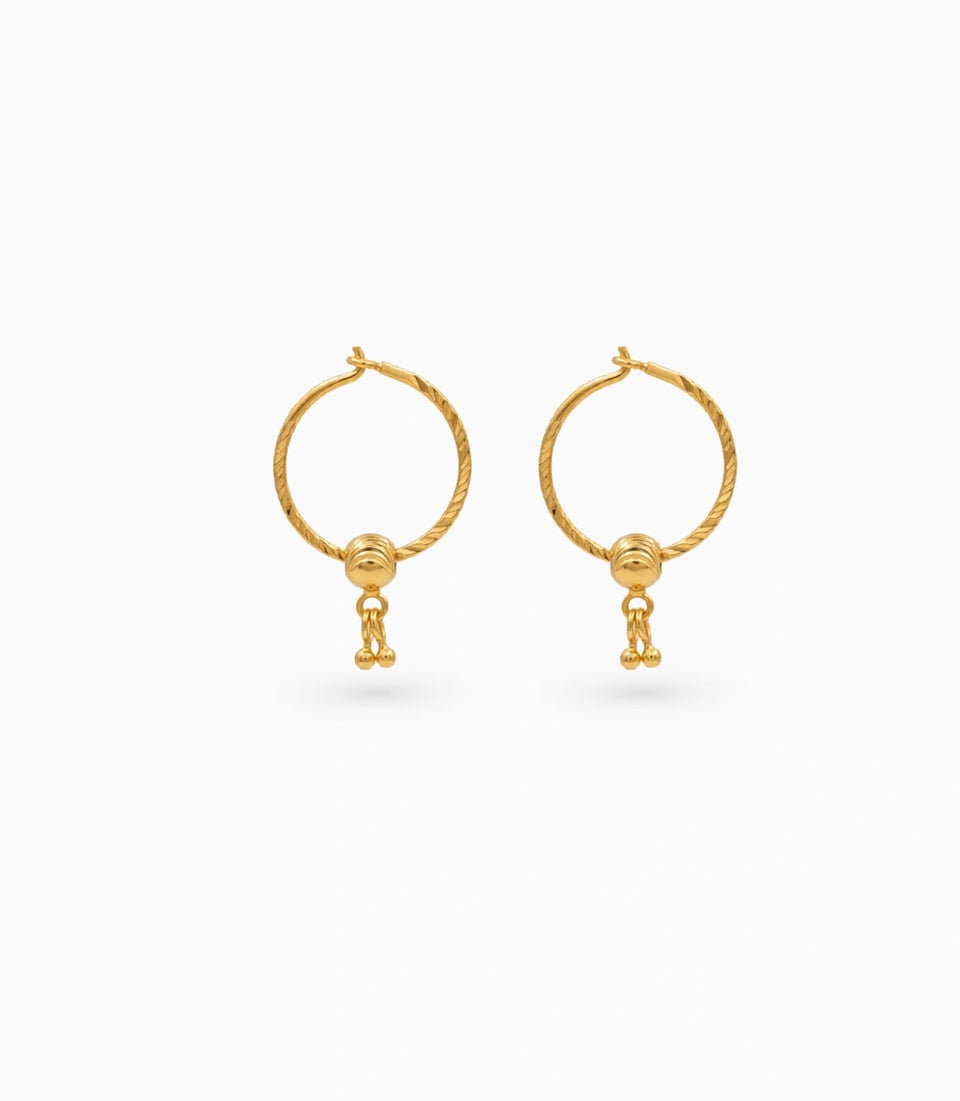 Gold Plated Festive Ball Drop Hoop Earrings