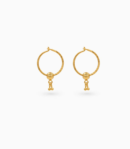 Gold Plated Festive Ball Drop Hoop Earrings