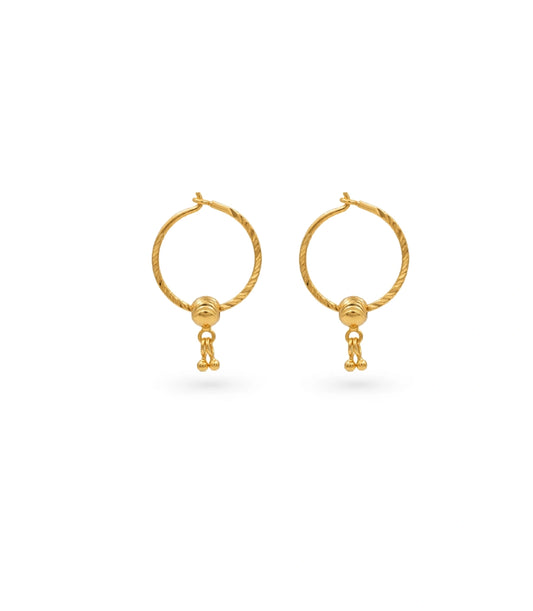 Gold Plated Festive Ball Drop Hoop Earrings