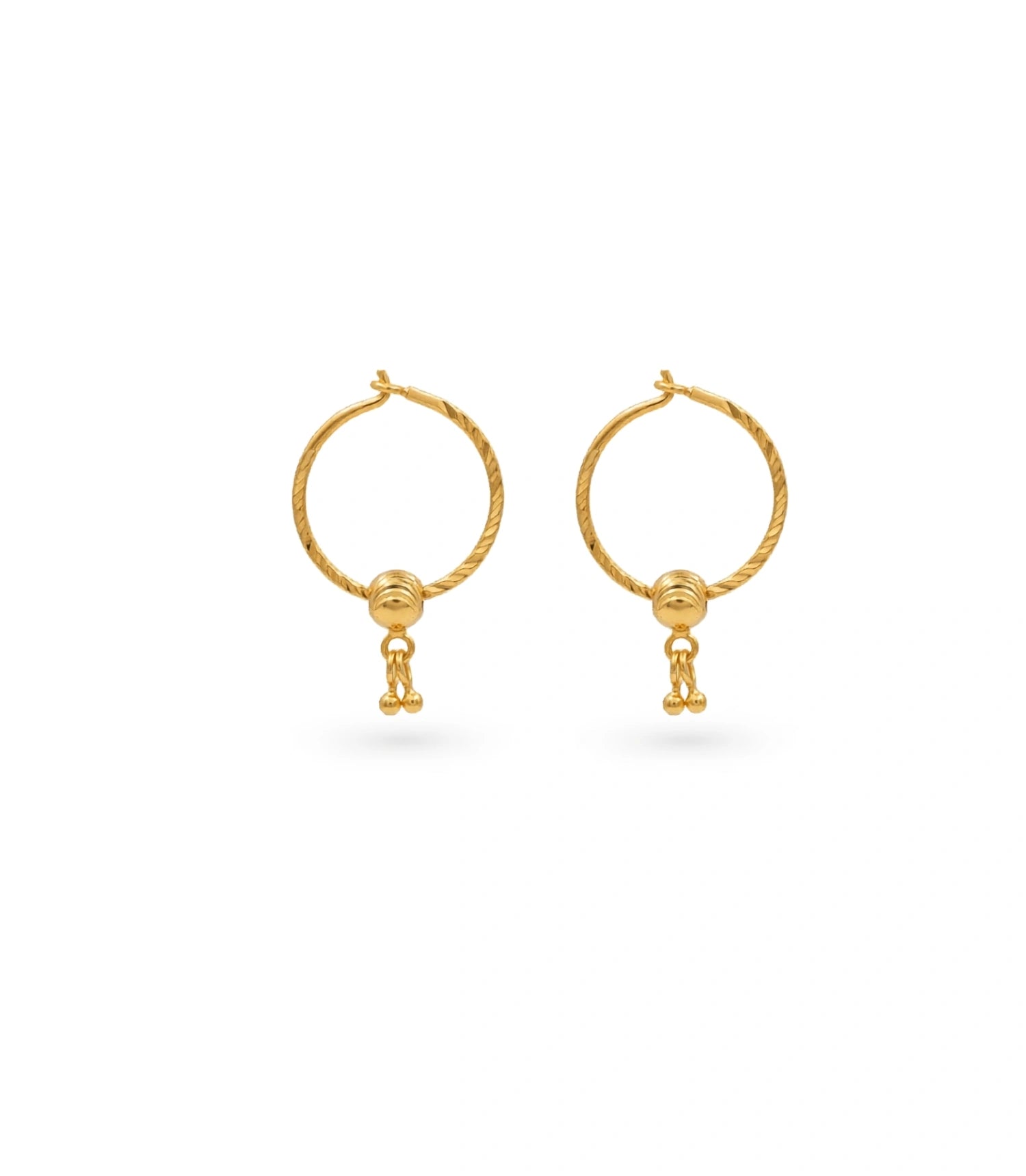 Gold Plated Festive Ball Drop Hoop Earrings