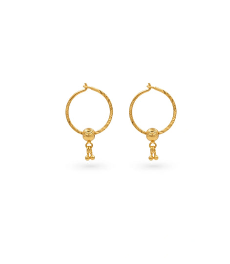 Gold Plated Festive Ball Drop Hoop Earrings