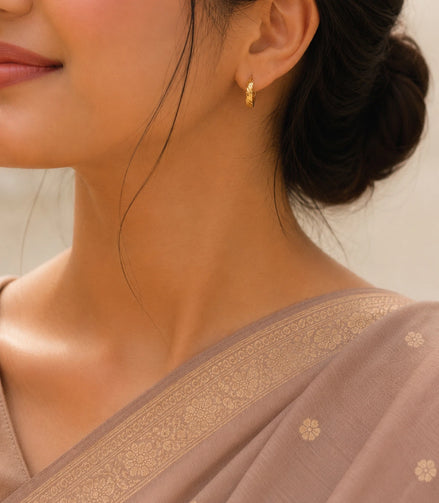 Gold Plated Chunky Huggie Bali Earrings