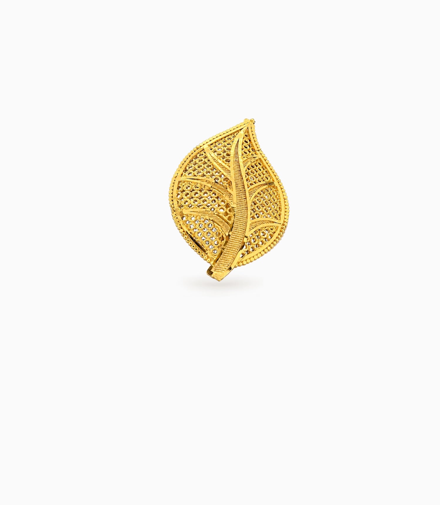 Gold Plated Leaf Motif Unisex Brooch