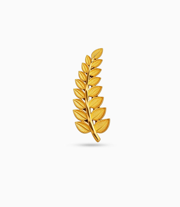 Gold Plated Festive Leaf Motif Unisex Brooch