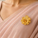 Gold Plated Floral Motif Unisex Brooch