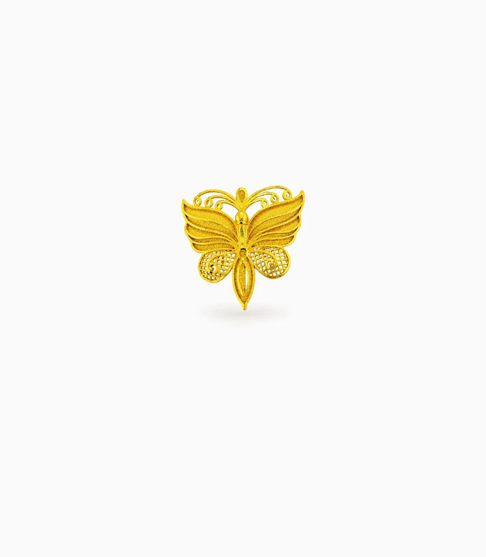 Gold Plated Butterfly Filigree Brooch