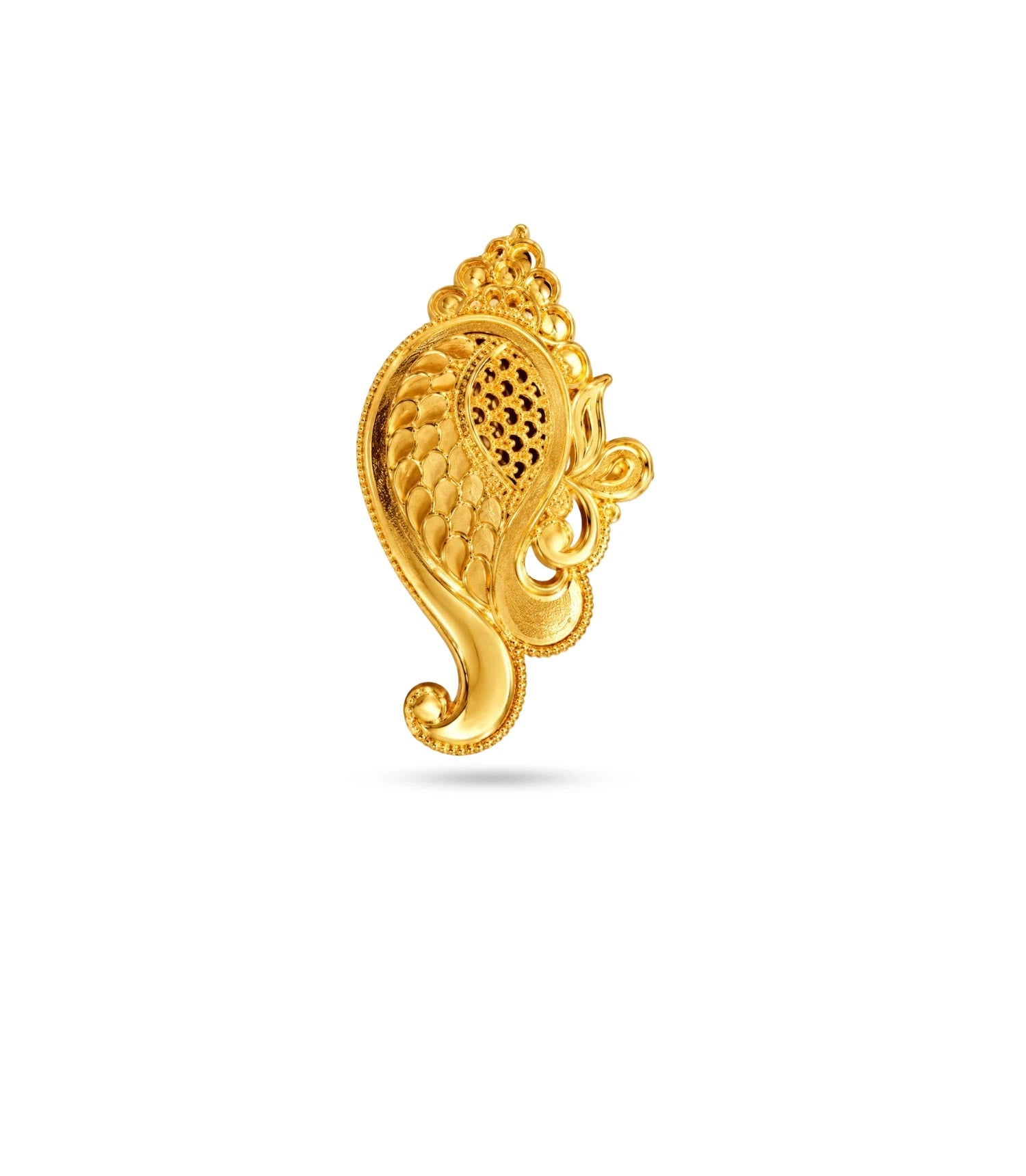 Gold Plated Festive Sankh Motif Unisex Brooch