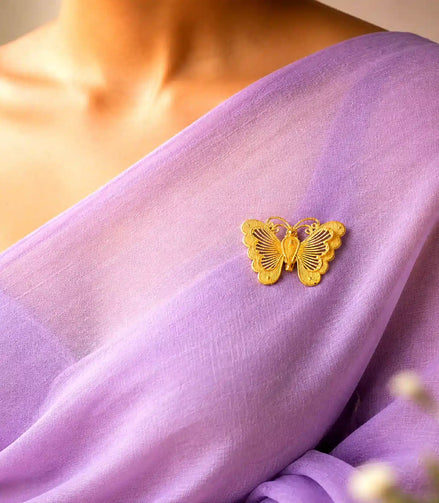 Gold Plated Butterfly Motif Unisex Brooch