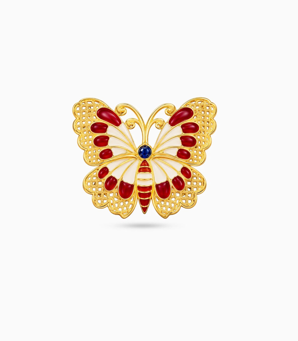 Gold Plated Butterfly Multy Meena Brooch