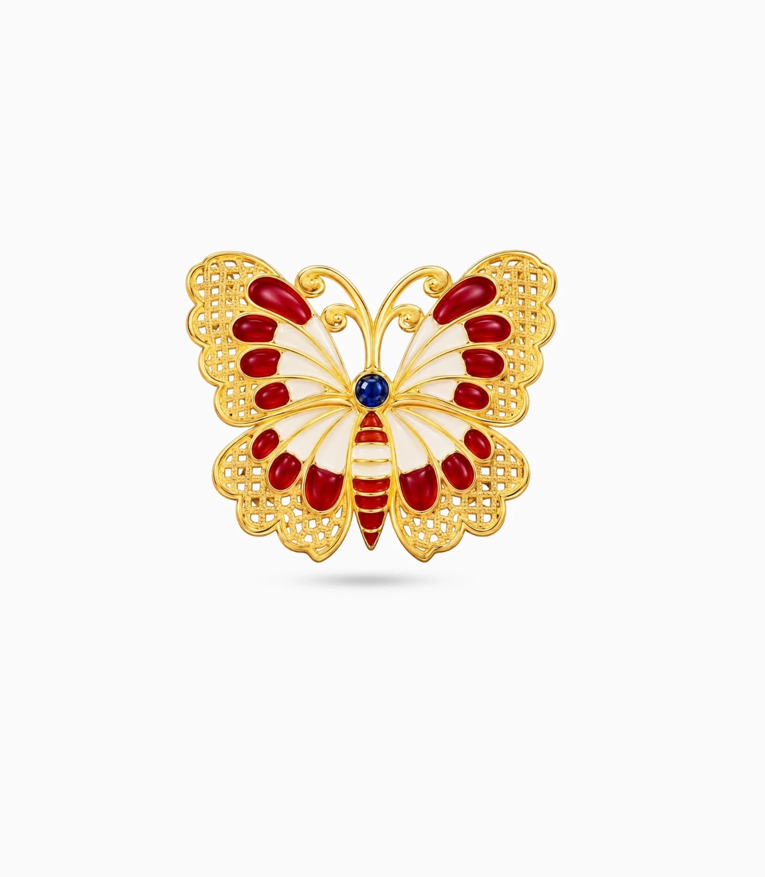 Gold Plated Butterfly Multy Meena Brooch