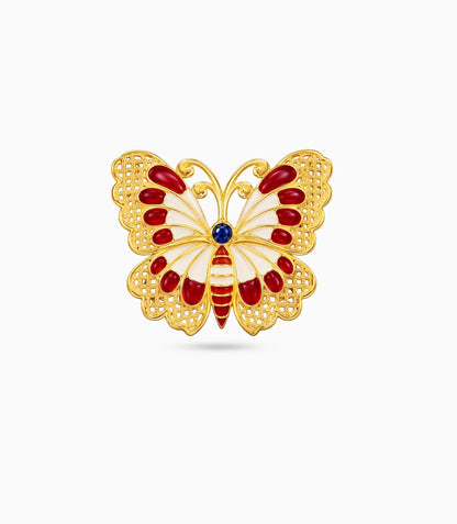 Gold Plated Butterfly Multy Meena Brooch