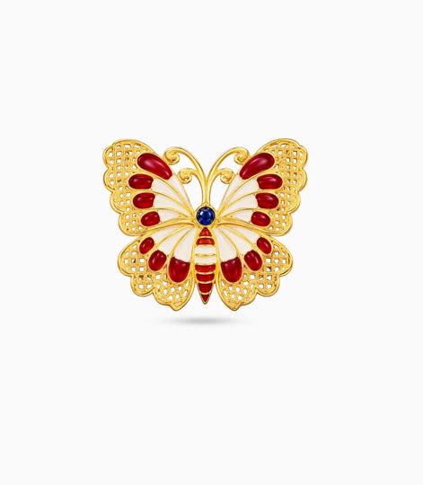 Gold Plated Butterfly Multy Meena Brooch