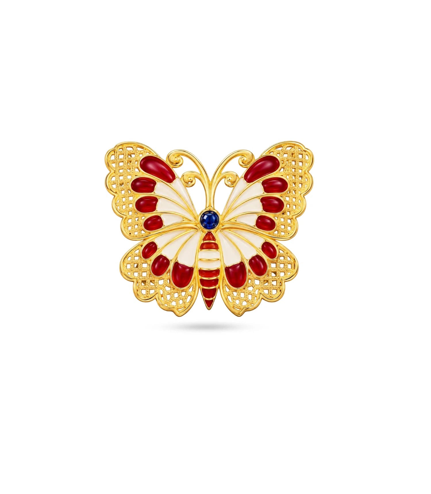 Gold Plated Butterfly Multy Meena Brooch