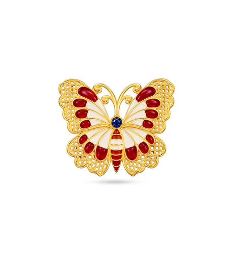 Gold Plated Butterfly Multy Meena Brooch