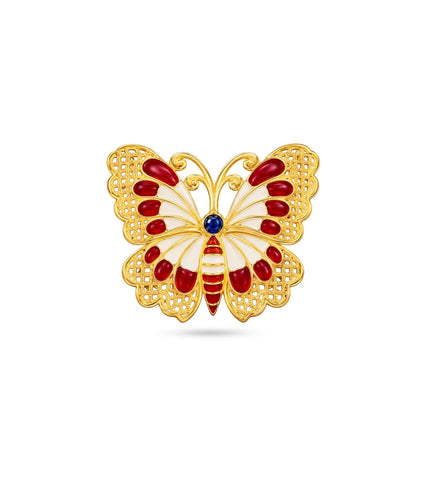 Gold Plated Butterfly Multy Meena Brooch