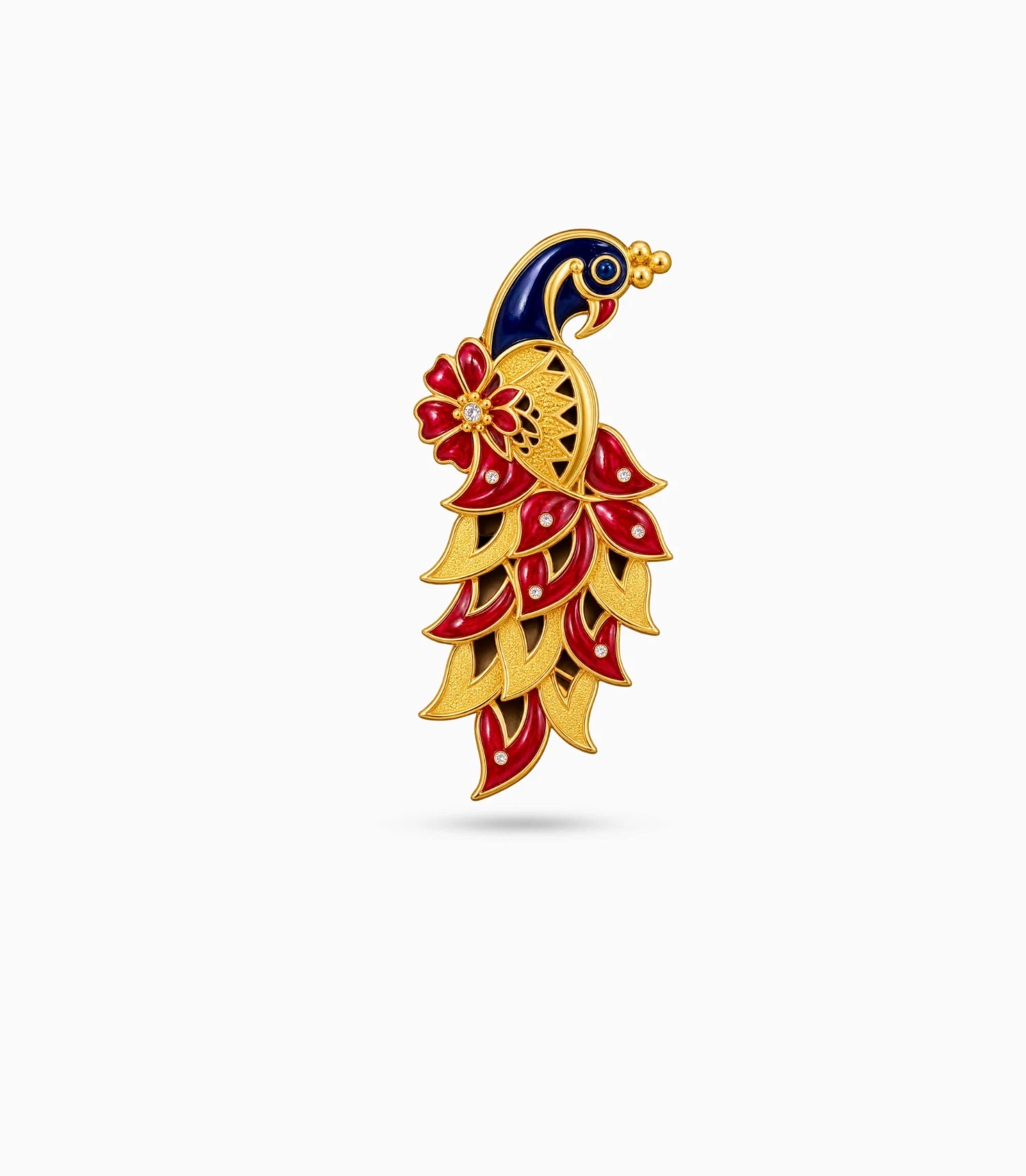 Gold Plated Festive Enamel Pecock Brooch