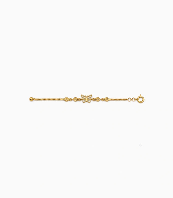 Gold Plated AD Butterfly Chain Bracelet