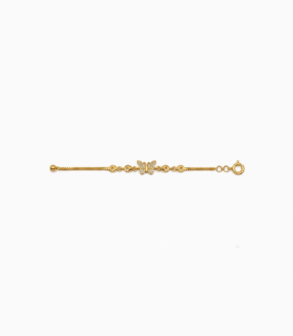 Gold Plated AD Butterfly Chain Bracelet