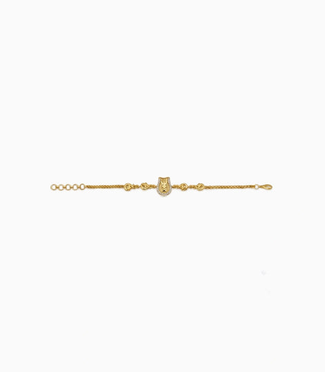 Gold Plated AD Swastik Chain Bracelet