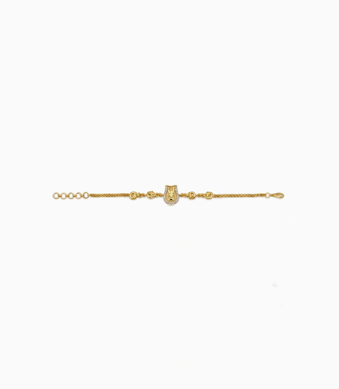 Gold Plated AD Swastik Chain Bracelet