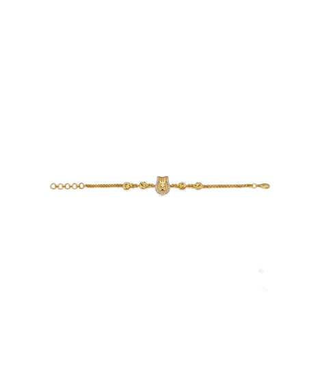 Gold Plated AD Swastik Chain Bracelet