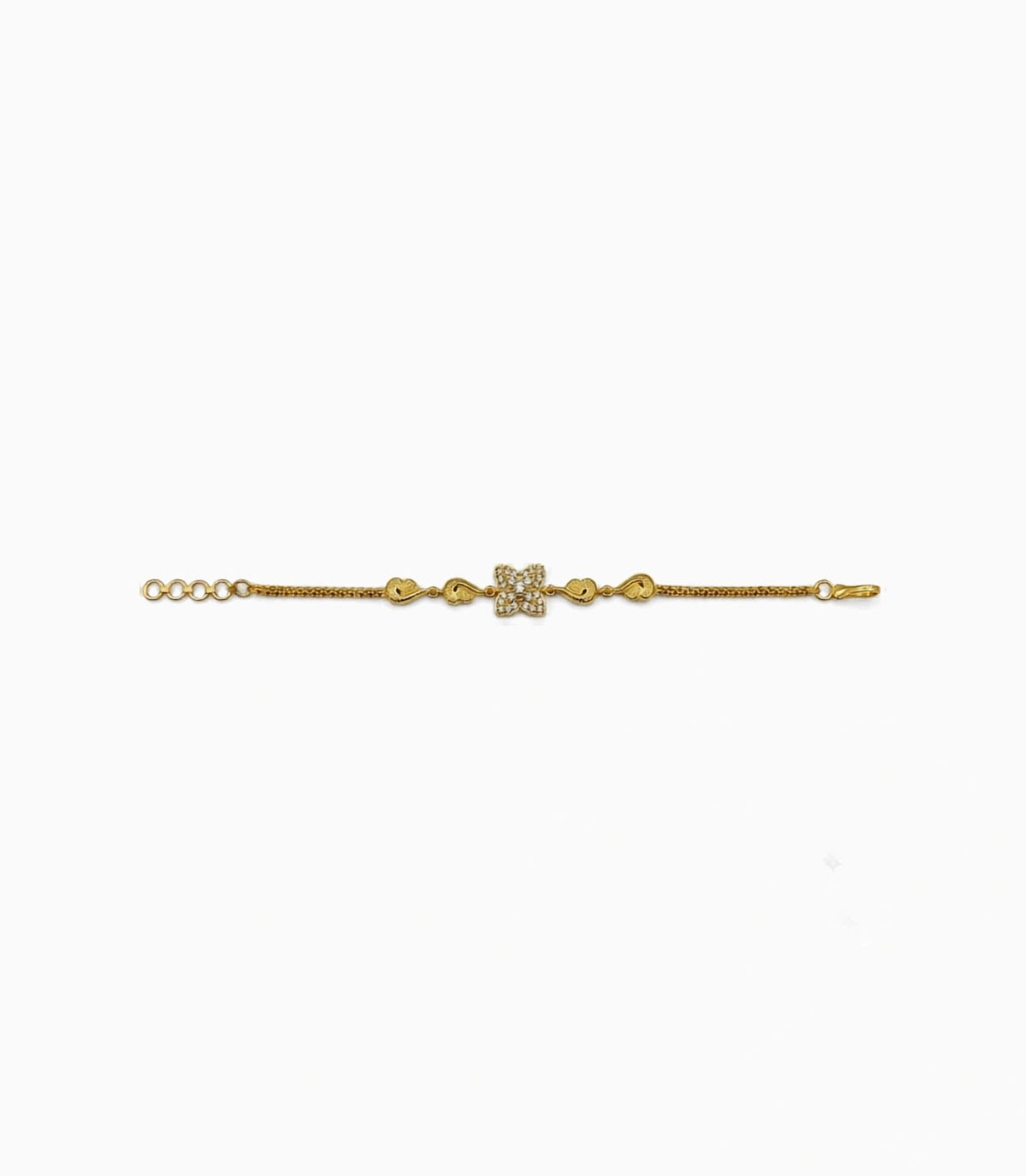 Gold Plated AD Floral Chain Bracelet