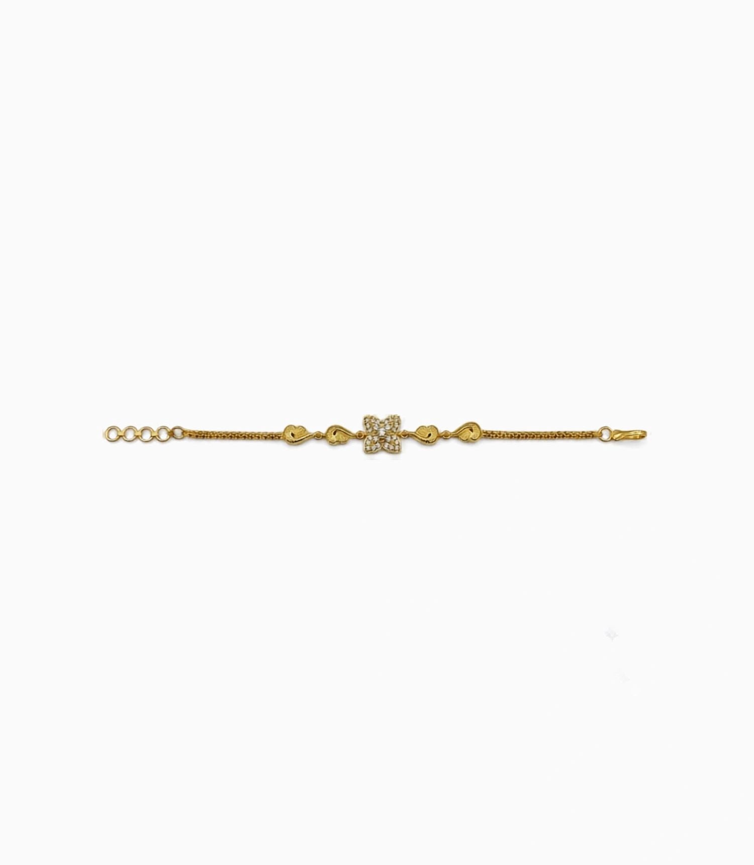 Gold Plated AD Floral Chain Bracelet