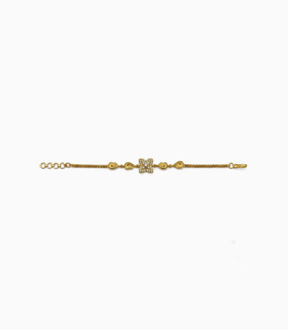 Gold Plated AD Floral Chain Bracelet