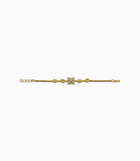 Gold Plated AD Floral Chain Bracelet