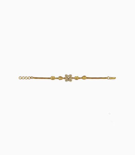 Gold Plated AD Floral Chain Bracelet