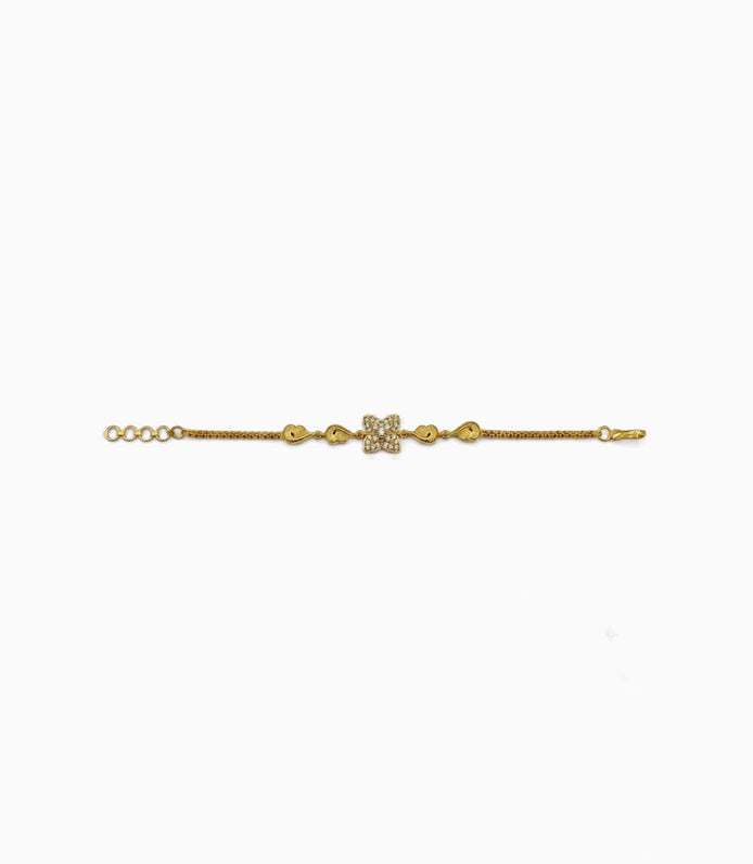 Gold Plated AD Floral Chain Bracelet