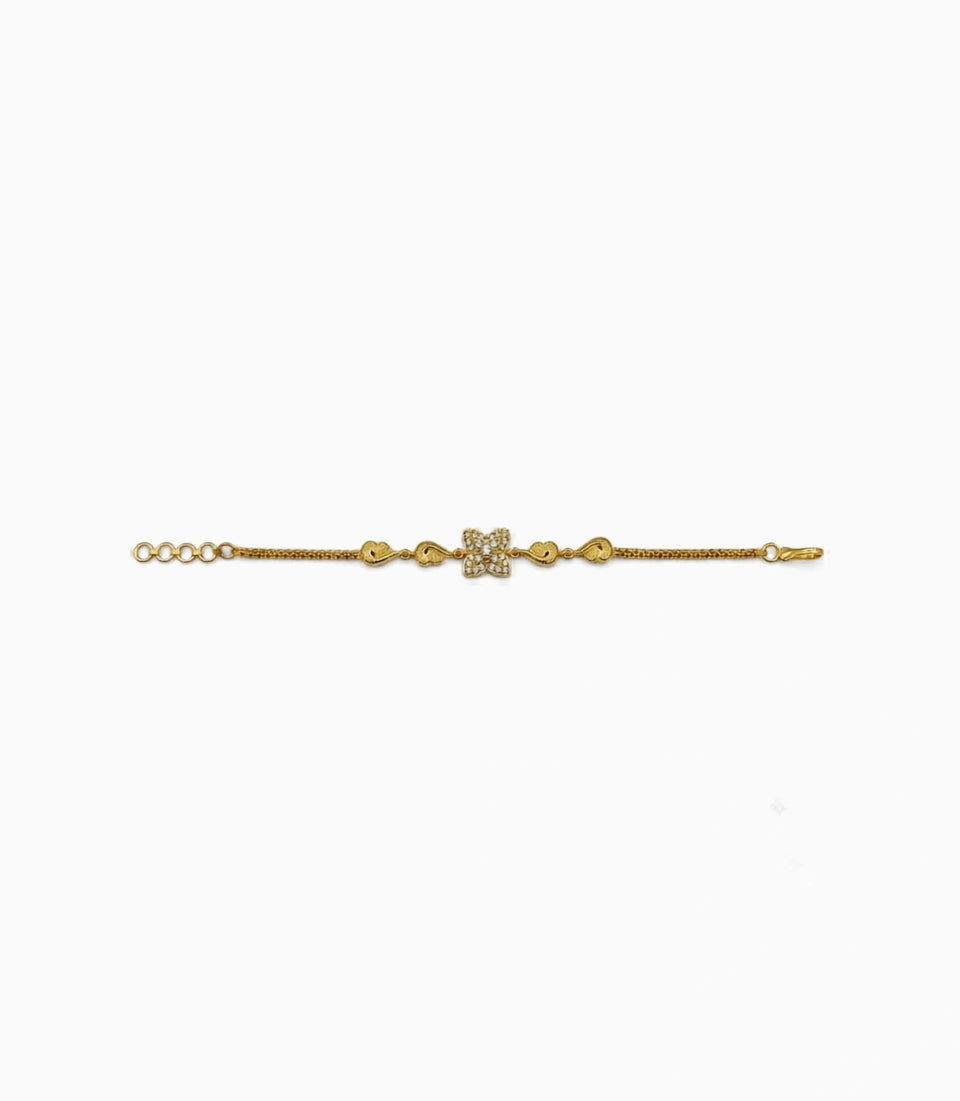 Gold Plated AD Floral Chain Bracelet