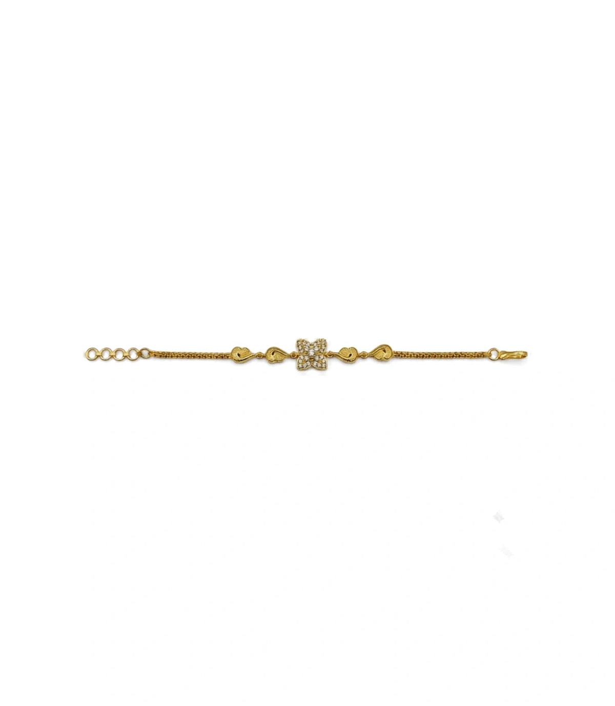 Gold Plated AD Floral Chain Bracelet