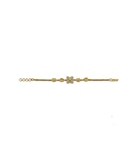 Gold Plated AD Floral Chain Bracelet
