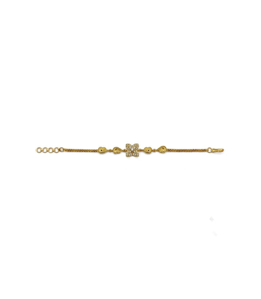 Gold Plated AD Floral Chain Bracelet