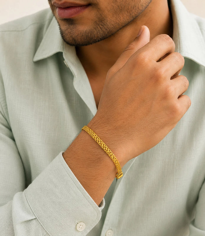 Gold Plated Men's Daily Wear Chain Bracelet