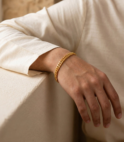 Gold Plated Cuban Link Bracelet for Men