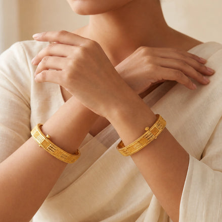 gold plated textured geometric bangles DCC1017