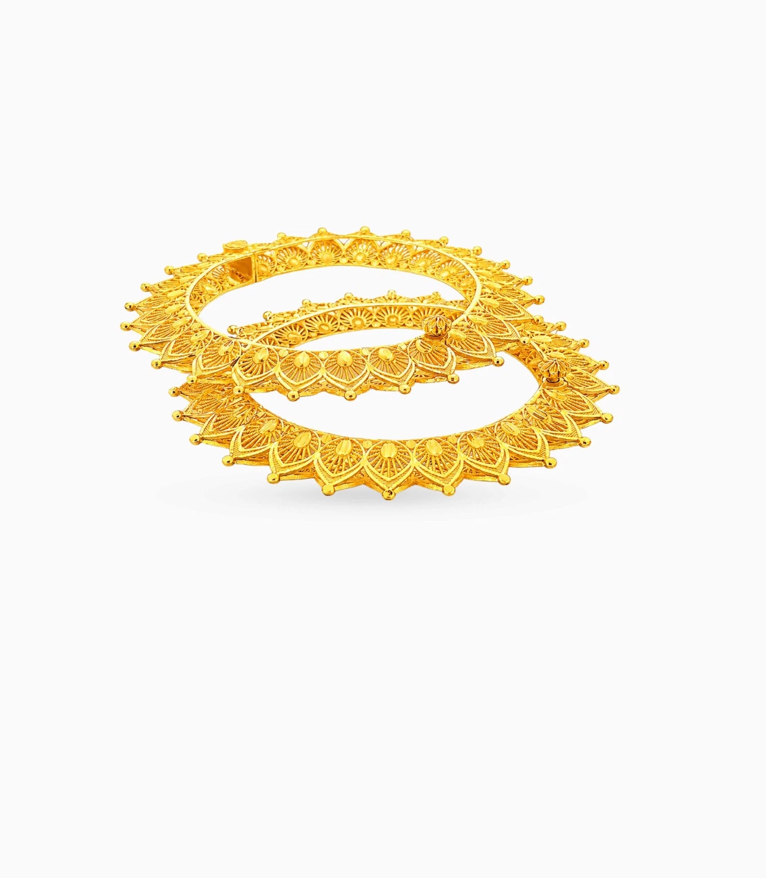 Gold Plated Floral Net Pattern Bangles Set