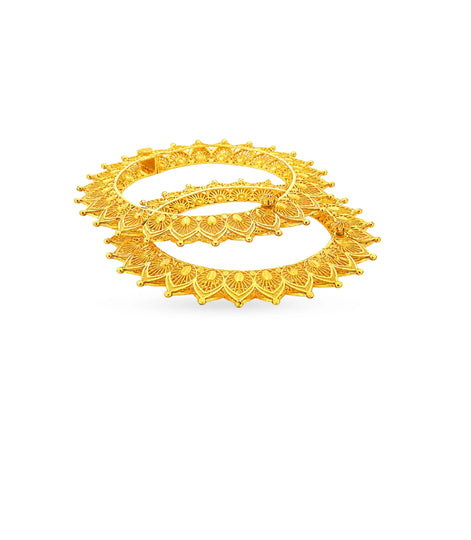 Gold Plated Floral Net Pattern Bangles Set