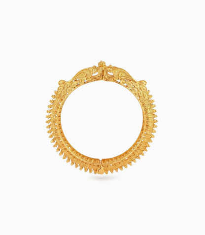 Gold Plated Wedding Temple Sunray Screw Single Bangle