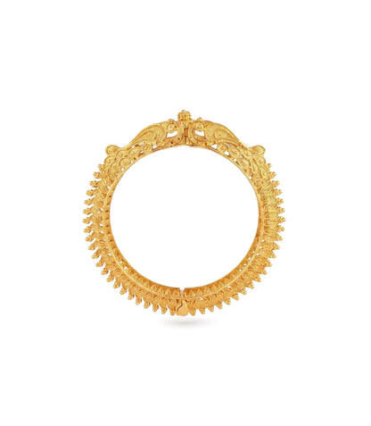 Gold Plated Wedding Temple Sunray Screw Single Bangle