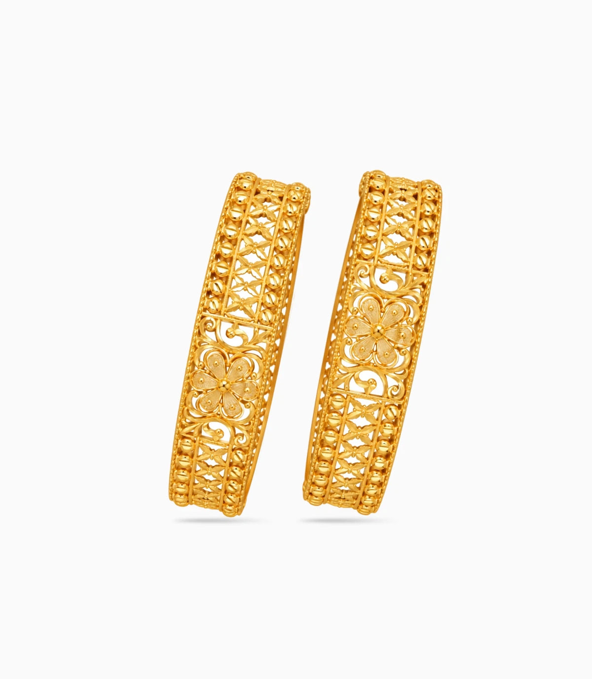 Gold Plated Floral Chabi Chur Bangle Set