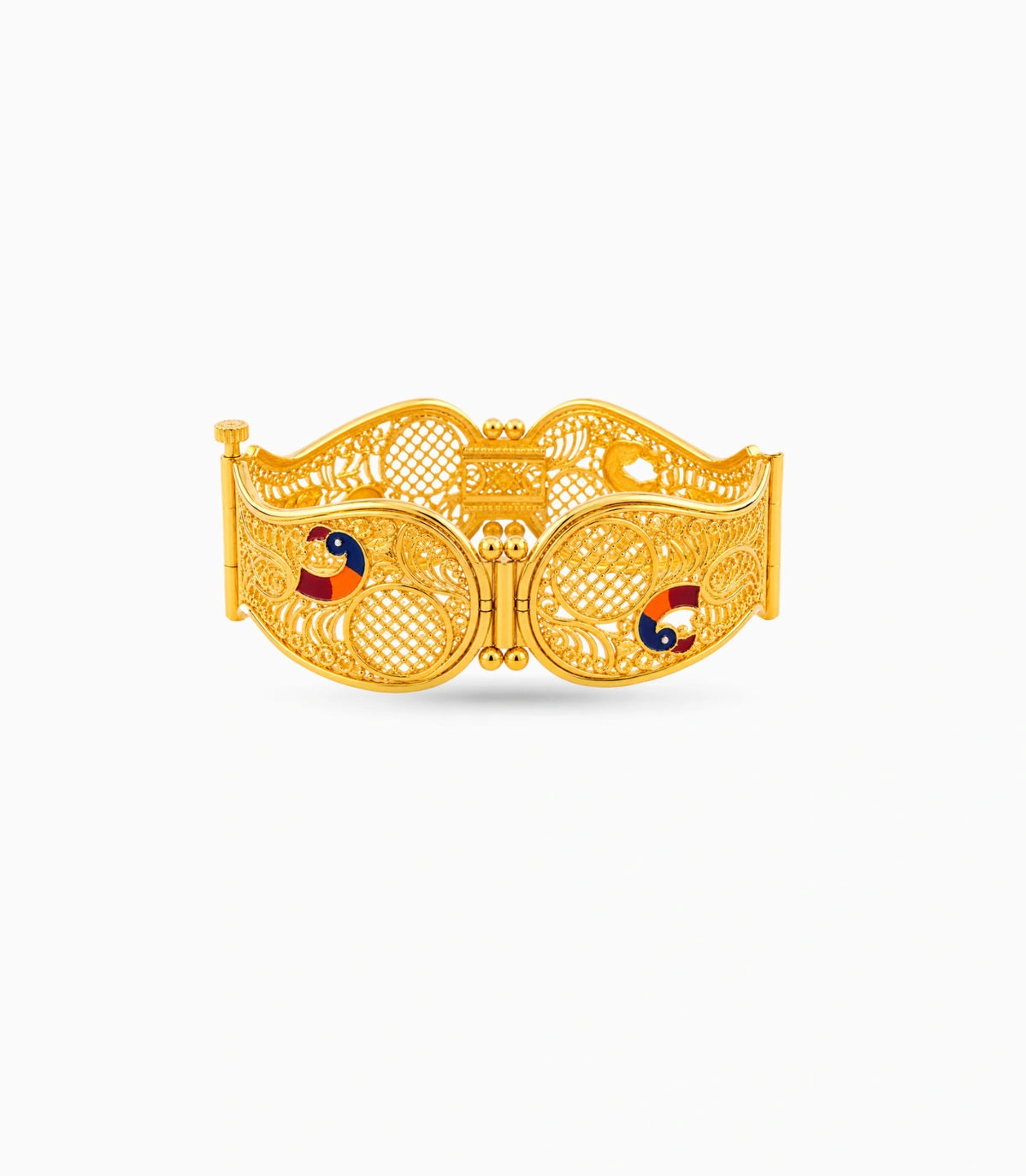 Gold Plated Wedding Enamel Peacock Single Bangle