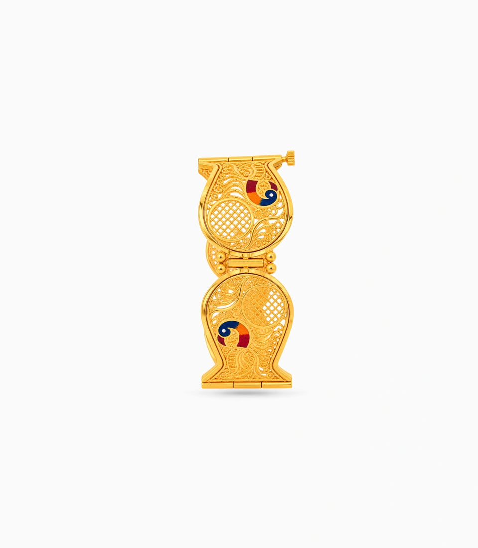 Gold Plated Wedding Enamel Peacock Single Bangle
