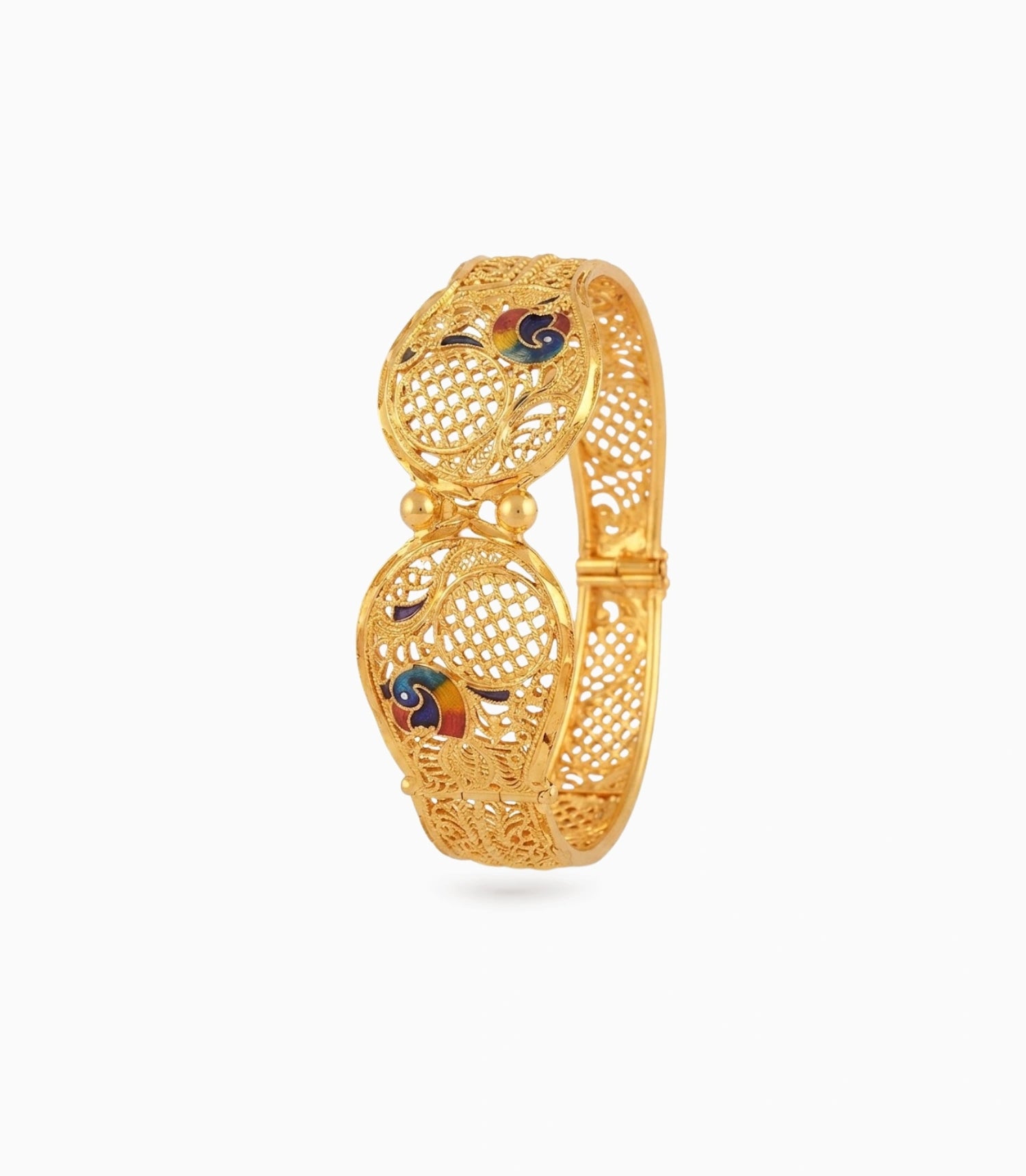 Gold Plated Wedding Enamel Peacock Single Bangle