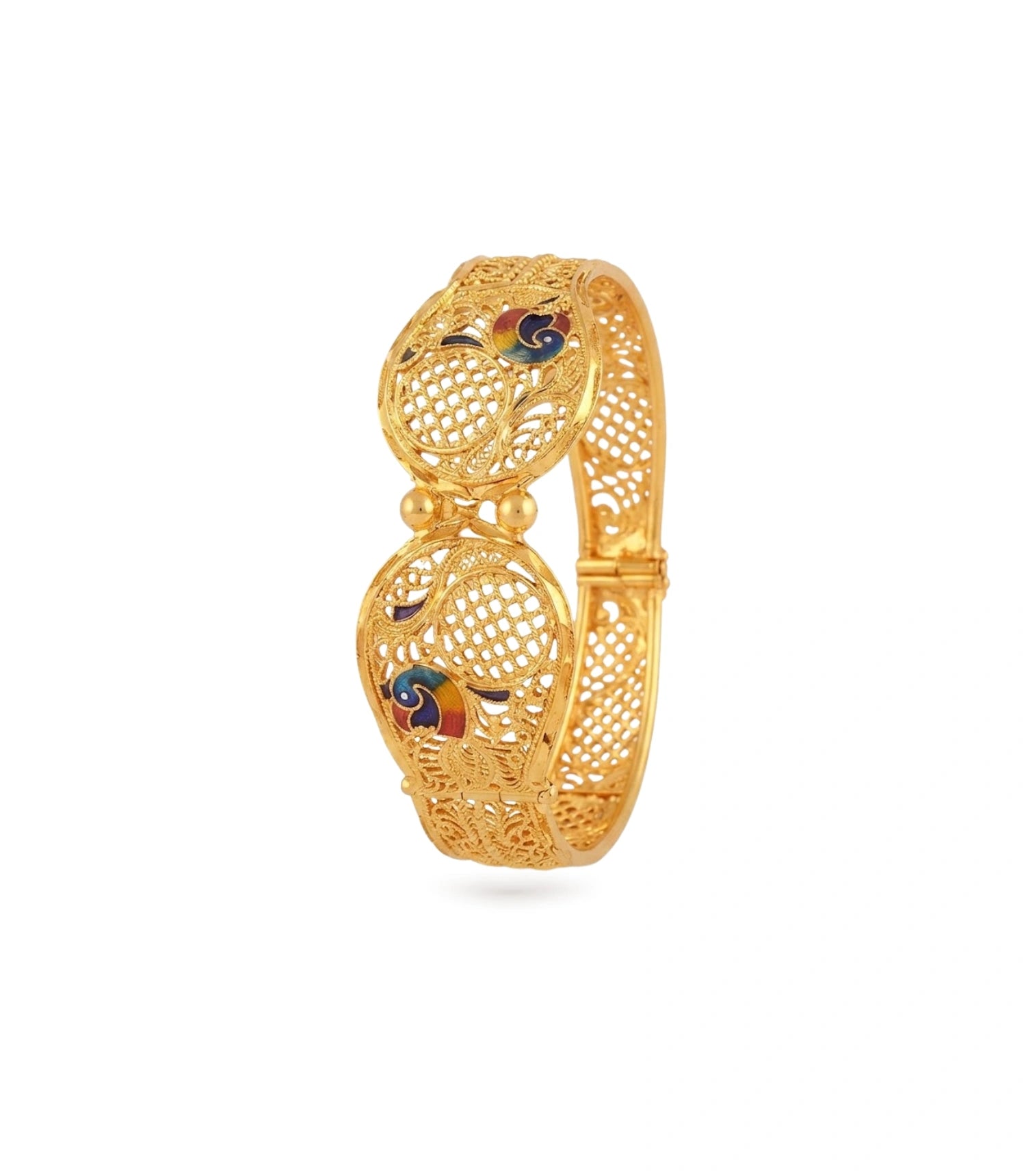 Gold Plated Wedding Enamel Peacock Single Bangle