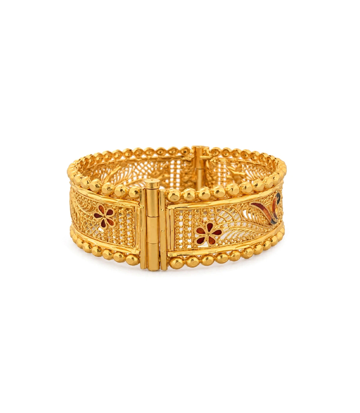 Gold Plated Traditional Enamel Chur Single Bangle