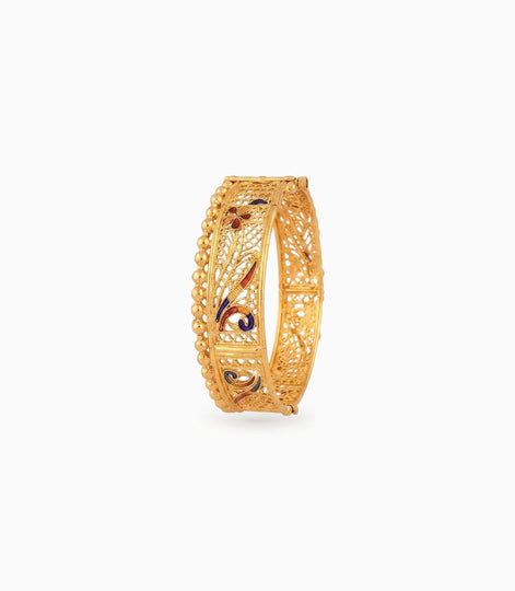 Gold Plated Traditional Enamel Single Kada Bangle